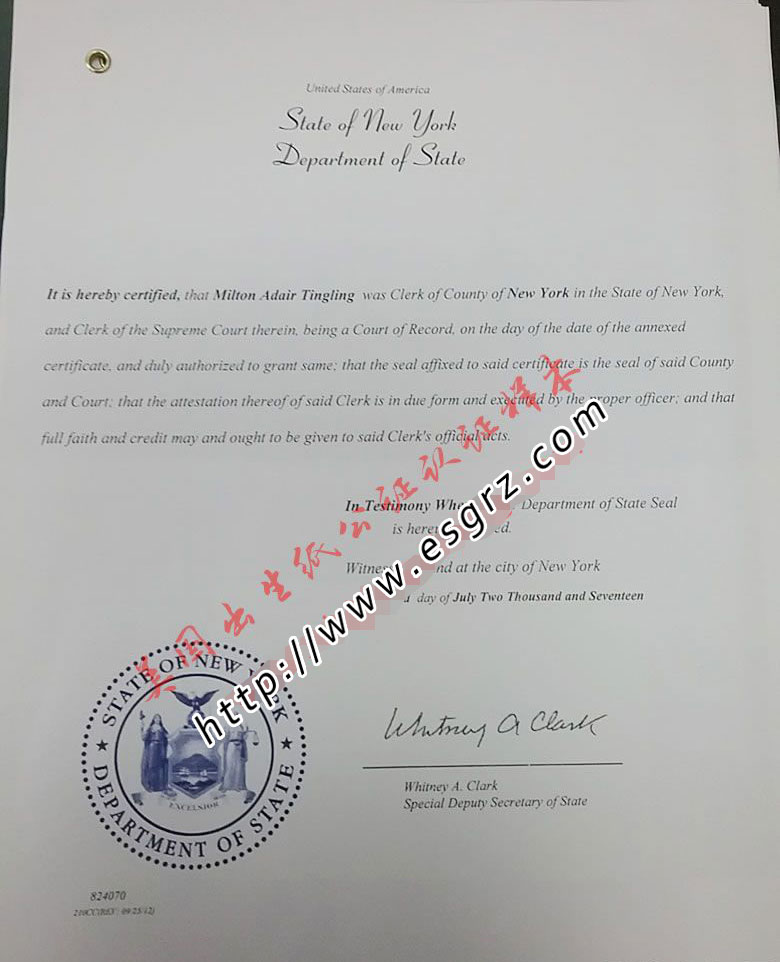 美國出生紙公證認證樣本