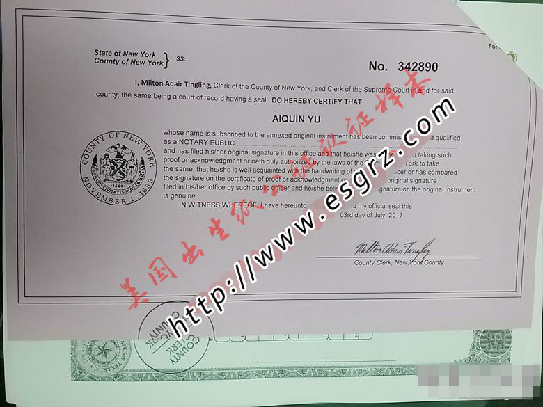 美國出生紙公證認證樣本